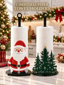 Christmas Decoration Paper Towel Holder - Desktop Roll Holder (Combines Display And Storage Functions), Fun Santa Claus Design, Suitable For Desktop, Kitchen, Bathroom, Living Room And Dining Room, Can Be Used As Decoration To Create A Warm Christmas Atmosphere. - A - View 8