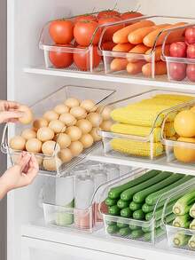 4pcs/1PC Refrigerator Storage Box, Egg Storage Box, Fresh-Keeping Box, Large Capacity Vegetable And Fruit Organizer, Kitchen Storage Box, Suitable For Kitchen, Dining Room Use, Kitchen Utensils, Kitchen Accessories - Multicolor - View 3
