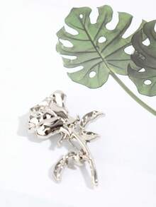 1Pc Women Gold Tone 3D Rose Flower Brooch Pin Vintage Elegant For Suit Wedding Party - Multicolor - View 5