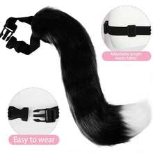 3pcs Cat Ears And Tail, Wolf Fox Ears Long Tail Bell Lace Collar Set, Halloween Animal Cosplay Party Costume Animal Ears - Multicolor - View 3