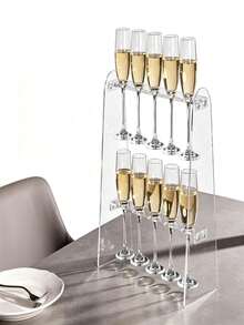 Wine Glass Storage Rack, Multi-Layer Large Capacity Organizer With Exquisite Acrylic Champagne Tower Cup Holder; Transparent Display Stand Suitable For Parties, Weddings, Christmas; Transparent Square Acrylic Goblet Display Rack, Can Be Used For Baby Showers, Graduation Ceremonies And Home Decor, Kitchen, Bar, Banquet, Celebration, Anniversary, Birthday Party And Other Occasions - Multicolor - View 14