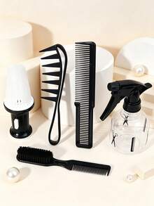5pcs Professional Hair Salon Styling Set, Multi-Function Hair Brush And Spray Bottle, Wide Tooth Comb, Hair Comb, Styling Tools - Multicolor - View 1
