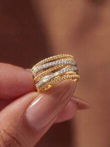 1pc Vintage Multi-Layer Cross Ring, Elegant Women's Jewelry Gift, Suitable For Valentine's Day - Fashion Lines - View 3