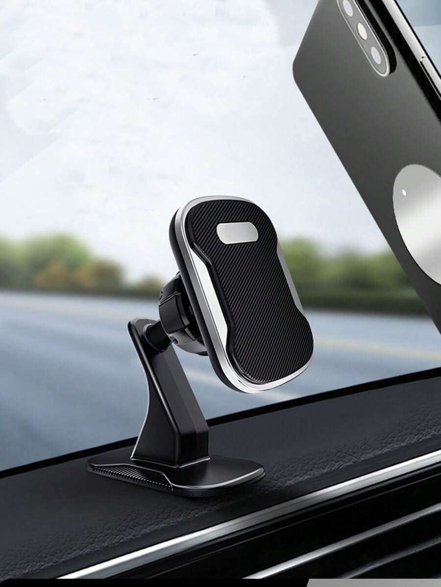 1pc Car Phone Holder Magnetic Square Adhesive Phone Mount Navigation Bracket For Dashboard - A - View 1