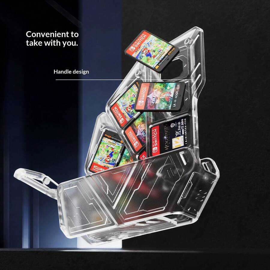 1 buah Kotak Penyimpanan Kartu Game Switch 2 OLED Lite Lintas Batas Baru, Semi-Transparan Putih/Hitam, Tahan Guncangan, Tahan Air, Tahan Debu, Kotak Penyimpanan Kartu Memori - Praktis - Hadiah - Kotak Penyimpanan Kartu Game