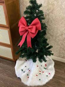 1pc-Faux Fur Christmas Tree Skirt White Plush Skirt For Merry Christmas Party Christmas Tree Decoration - Multicolor - View 5
