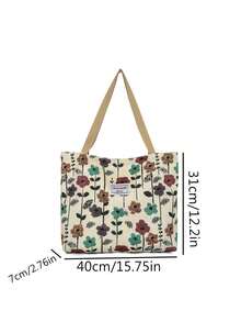 Large Capacity Niche Shoulder Bag Women's New Style Ins Canvas Tote Bag Handbag For School And Commuting, Canvas Printed Material - White - View 10
