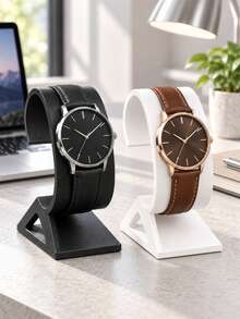 Curved Watch Display Stand, C-Shaped Single Watch Holder & Watch Cradle, Minimalist Desktop Tabletop Wristwatch Organizer, Retail Countertop Display Rack For Bedroom Dresser, Vanity, Watch Collection & Photography Prop, Black Or White, Halloween Gift - Multicolor - View 10
