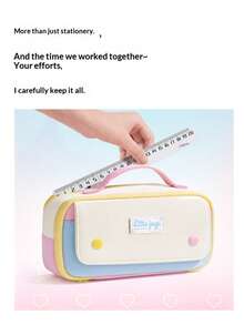 1pc Pastel Color Block Handheld Pencil Case, Large Capacity 10-Layer Multi Compartment Stationery Bag, Waterproof Stain Resistant PVC Pen Pouch With Magnetic Flip Cover, Portable School Storage Bag For Students Back To School Supplies - Dopamine-style Large Capacity Aesthetic Pencil Case - View 8