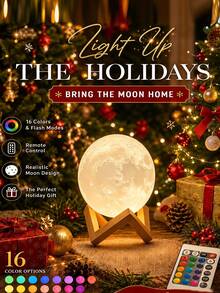 Moon LED Rechargeable Table Lamp, Smart Remote Control 16 Colors Decorative Bedroom Room Light Creative Birthday Valentine's Day Gift, For Halloween, Christmas, And Thanksgiving Celebrations - Multicolor - View 11
