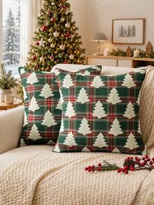 Multi-color - Red and Green Christmas Tree Embroidery