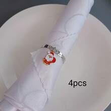 Home Decor Napkin Rings Table Decoration, Suitable For Holidays, Parties, Birthdays, Weddings, Dinners, Gatherings And Other Daily Creative Decor, Multiple Styles And Elements, Christmas Napkin Rings Metal Embossed Hammered Texture Ring Buckle, 4pcs/12pcs/102pcs Optional. - Multicolor - View 73