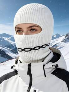 1pc Knitted Knitted Balaclava Warm Hat, Cycling Hiking Climbing Cold Weather Hat, Unisex, Cold Weather Head Cover, Face Mask, Multi-Functional Face Mask Head Cover - Regular Model - View 3