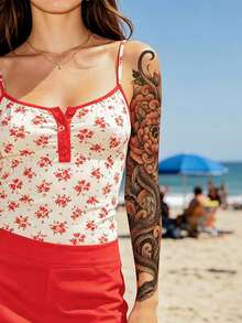 1pc Floral Snake Tattoo Sleeve Temporary Tattoo Sticker, Waterproof Sweat-Resistant Disposable, Suitable For Women And Men, Face, Arm, Waist, Chest, Leg, Abdomen, Neck, Hand, Finger, Back, Party, Dance, Stage Performance, Modern Body Art - Multicolor - View 2