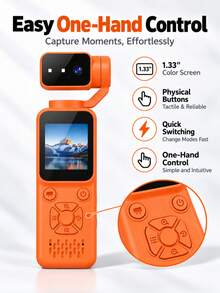 Portable 1080p HD Action Camera, Mini Pocket Vlog Camera With Rotating Lens HD Anti-Shake Video Recording, Supports Outdoor Cycling, Travel Vlogs, Wilderness Exploration, And Daily Recording - View 4