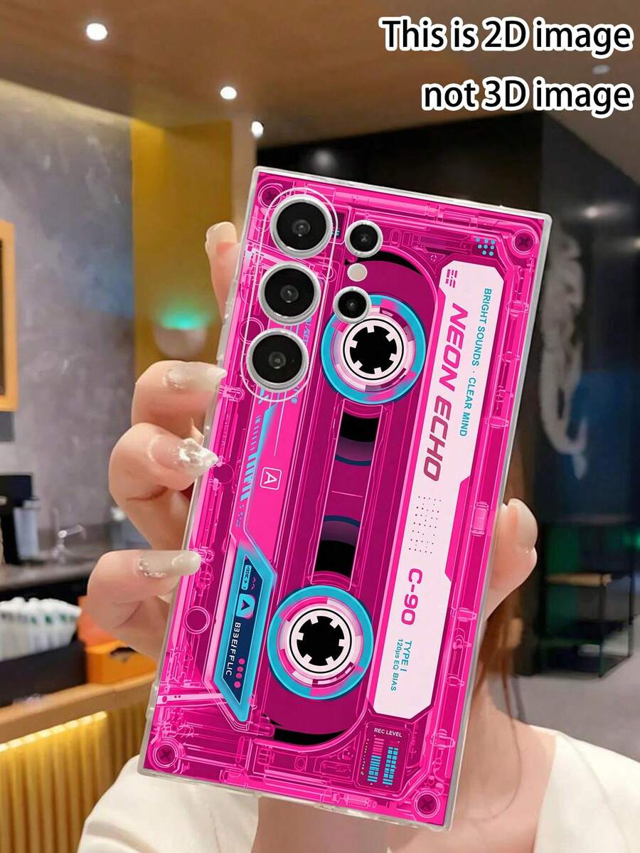 1件時尚粉色卡帶手機殼 透明軟殼保護套,適用於 Galaxy A04e/12/A13/A14/A34/A50/A52/A53/A54/S21/S22/S23/S24/S25/S25Ultra,此為2D圖像印刷而非3D,國際版而非本地版 - 無色 - 查看 1