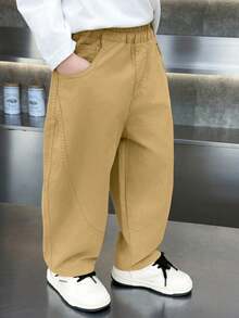 1pc Boys Pants, Little Boy Long Pants, Casual Pants, Young Boy Barn Style Pants, Suitable For All Seasons - Khaki - View 3