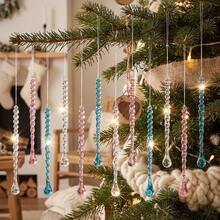 12Pcs Twisted Acrylic Icicle Hanging Ornaments,Christmas Tree Icicle Decorations, Winter Xmas Holiday Party Hanging Decor Transparent Hanging Pendant - Multicolor - View 5