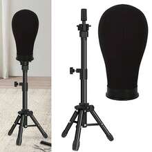 AliLeader 21-24 Inch Canvas Wig Stand With Mannequin Head, Canvas Block Wig Head Set With Tripod Stand - View 1