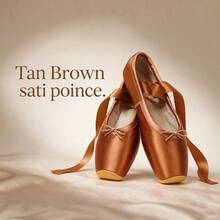 Women's Ballet Pointe Shoes, Satin Bronze Color Wrap-Around Ribbon Rubber Sole Dance Shoes, Toe Protection, Comfortable And Lightweight For Ballroom Dance Performance - Bronze - View 1