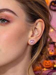 2pcs Non-Piercing Fake Ear Studs Rhinestone Stickers, Self-Adhesive Rhinestone Pearl Heart Star Face & Ear Decor, Temporary Ear Stud Stickers, Suitable For Music Festival, EDM Party, Cosplay, Christmas Party Makeup - Multicolor - View 4