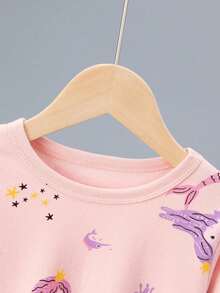 4 Sets Send 1 Set Random Color Girls Cartoon Pure Cotton Underwear Set Cute Print Medium Thick Long Sleeve Long Pants Loungewear Set Printed Autumn Top And Pants - Multicolor - View 4