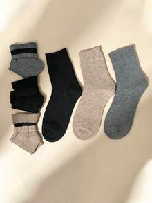 Autumn And Winter Thickened Wool Socks Men's Solid Color Casual Terry Socks Mid-Tube Socks Wool Thickened Women's Warm Socks - Multicolor - View 5