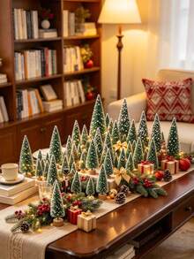 5/10 buah Pohon Natal Mini Bersalju, Pohon Pinus Kecil Realistis, Dekorasi Lanskap Miniatur Meja, Pohon Natal Dekoratif Kecil, Pohon Natal Dekorasi Pemandangan Meja, Barang Dekoratif untuk Menciptakan Suasana Liburan - Hijau - View 5