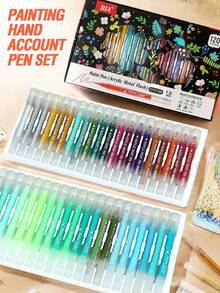 BIA 120 Colors Gel Pen Set - 1.0mm Tip, Acrylic Metallic Glitter Coating Marker Pens, Multi-Color Markers, Needle Pens, Ballpoint Pens, Eyeliner Pens, Perfect For Vibrant Color Writing And Sketching, Smooth Writing, For Painting, Highlighting, Note-Taking, Crafting, Office Use - Multicolor - View 6