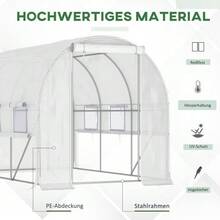 2.95x2x2m Polytunnel Greenhouse, Accessible, With 6 Windows, UV Protection For Garden Plant Cultivation - White - View 5