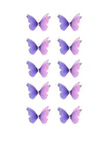24/12/6pcs (Random Color) Women's Gradient Double-Layer Crystal Tulle Bow Diamond Hair Clips, Cute Princess Hair Accessories - Purple Pink - View 5