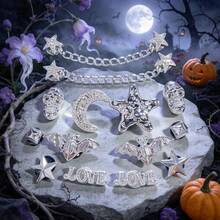 14pcs Silver Small Chain Bat DIY Shoe Decor Halloween Accessories Casual ABS Plastic (ABS Resin) Animal Party All Seasons - Silver - View 7