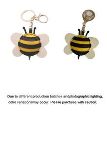 Cartoon Insect Bee Artificial Leather Material, Women's Keychain Bag Charm, Detachable Faux Pearl Chain, Daily Backpack - Multicolor - View 10