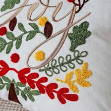 1pc Christmas Embroidered Pillow Case, Christmas Tree & Golden Bell Pattern Square Cushion Cover, White Decorative Pillowcase, Sofa Home Christmas Decoration, Pillow Insert Not Included - Multicolor - View 5