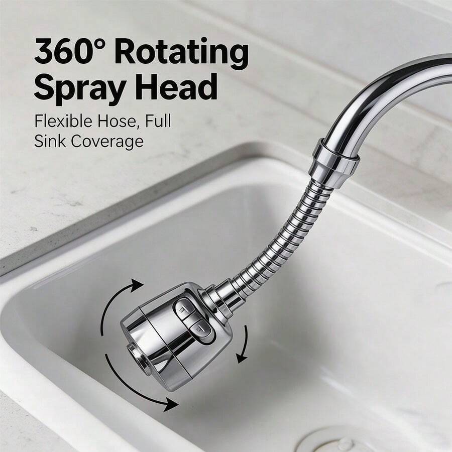 360°可旋轉水龍頭延長器,耐用ABS塑料材質,2模式/3模式起泡器,通用省水水龍頭延長接頭,適用居家廚房與浴室,全方位旋轉防濺接頭,緩衝水流防濺,可調節出水角度,方便清洗蔬菜、餐具與洗臉,免工具簡易安裝,水龍頭出水口轉接頭,廚房浴室省水過濾器 - A - 查看 1