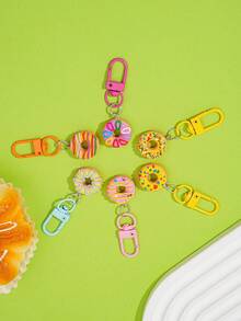 Cute Mini Simulation Donut Keychain, Resin Charm, Colorful Dessert Key Ring Pendant, Handbag Backpack Decor Accessory, Lovely Party Favor Gift - Multicolor - View 5
