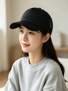 1pc Men's Solid Color Baseball Mesh Cap - Black - View 9