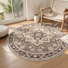 Vintage Persian Round Rug, American Classical Floral Pattern, Bohemian Style, Living Room Sofa Coffee Table Mat, Soft Skin-Friendly, Bedroom, Bedside, Bay Window Mat, Study Chair Mat, Luxury Vintage Style, Highly Attractive Home Decor Soft Furnishing Mat, Versatile Indoor Carpet - Multicolor - View 10