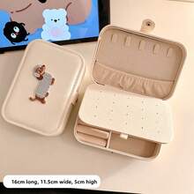 1pc Cute Dachshund Embroidered Jewelry Box, Portable Travel Jewelry Storage Box, Faux Leather Compact Earring Ring Necklace Storage Box, Suitable For Girls, Multi-Compartment Jewelry Storage Box, Snap Button Design Jewelry Storage Box, High-Value Cartoon Puppy Decor Jewelry Storage Container, Lightweight Compact Jewelry Storage Box, Can Store Earrings, Rings, Necklaces, Bracelets, Daily Wear Accessories - Multicolor - View 11