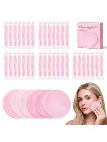10pcs Facial Sponges For Washing Face Mix Pack Compressed Sponges Facial Individually Packaged - Pink - View 1