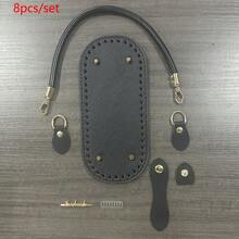 8pcs Set Cross-Grain PU Leather DIY Handmade Handbag Accessories Kit, Includes Handles, Bottom Plate, Buckles, Handmade Tags, For DIY Handbag Modification, Crochet Bag Reinforcement, Old Bag Handle Replacement And Repair - New Model - View 10