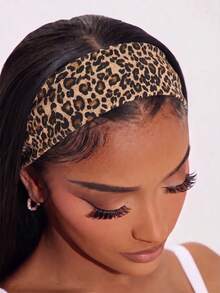 1pc Leopard Print Women's Headband, Y2K Elastic Non-Slip Wide Headband, Fashion Leopard Headscarf Bohemian Style Hair Accessory, Suitable For Sports - Multicolor - View 5