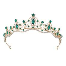 1pc Women's Fashion Princess 3D Crown Sweet Luxury Rhinestone Birthday Hair Accessory Headband - Green - View 4