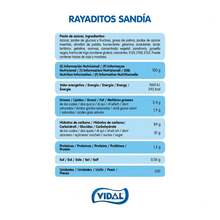 VIDAL Rayaditos Fresa/Limon/Frambuesa/Sandia/Fresa-Nata para elegir bandeja 1,4 Kg  Original regaliz con una textura y sabor que te sorprenderá. Su auténtico sabor a fresa y su original forma harán que este producto te conquiste el paladar. Ideales para los amantes del sabor fresa. - Rayaditos Sandía - Ver 4