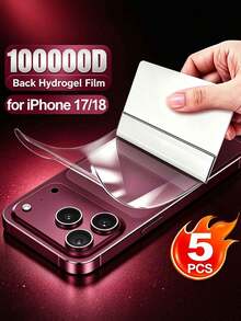 5入裝 背面水凝膠膜 相容 iPhone 18 Pro/18 Pro Max/17 Pro Max/17E/16E/17 Air/16 Pro Max/15 Pro Max/16e/16/15/14/13/Pro/Plus/12/11 柔軟透明螢幕保護膜 手機配件 - 5 件 - 查看 10