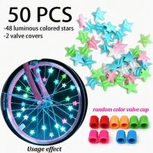 50pcs Random Color Glowing Spoke Beads & Valve Caps, Glowing Star Wheel Hub Clips, Suitable For Night Riding, Wheel Decoration, Perfect Holiday Gift For Cycling Enthusiasts - Multicolor - View 1