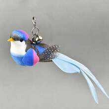 Double-Pole Interactive Cat Teaser Toy, Pet Realistic Bird Feather Bell Replacement Heads, Suitable For Cat Exercise And Independent Entertainment, Handheld Rod With Multiple Bird Head Replacement Parts (Only Those With Steel Wire In The Image Have Rods) - Multicolor - View 10