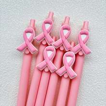 6/10pcs Pink Ribbon Theme Pens, Women's Health Breast Cancer Awareness Memorial Pens, Highly Attractive Retractable Ballpoint Pens, Gift - Sets - View 3