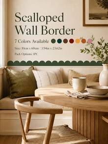 SUPSTICKER 1PC Scalloped Wall Border Sticker, 7 Colors, Decorative Edge Trim For Living Room Bedroom Dining Room - Wavy - View 1
