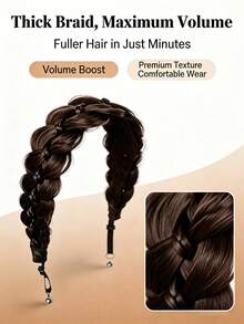 1pc Women's Braided Ponytail Hairband, With Hook & Loop And Magnetic Closure, Braided Hairband Ponytail Hair Accessory, Hair Styling Tool - Multicolor - View 4